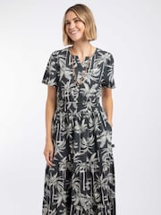 Weird Fish Black Rhianne Printed Tiered Maxi Dress - Image 4 of 8