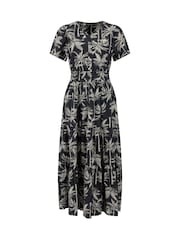 Weird Fish Black Rhianne Printed Tiered Maxi Dress - Image 7 of 8