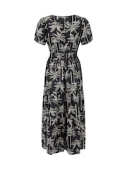 Weird Fish Black Rhianne Printed Tiered Maxi Dress - Image 8 of 8