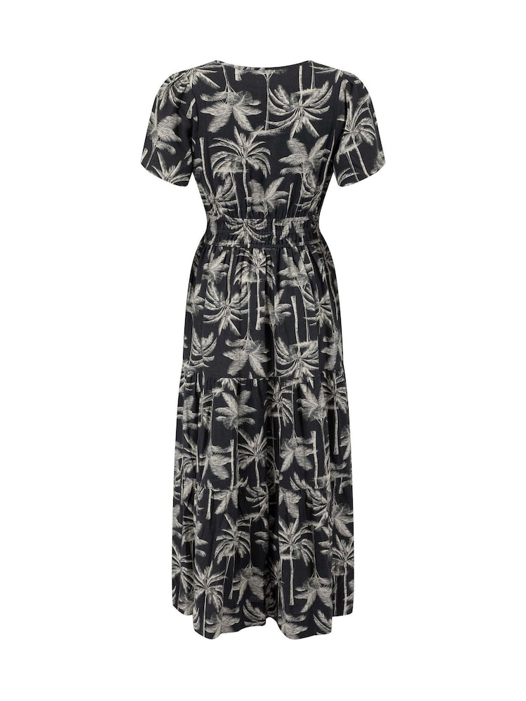 Weird Fish Black Rhianne Printed Tiered Maxi Dress - Image 8 of 8 Weird Fish Black Rhianne Printed Tiered Maxi Dress - Image 8 of 8