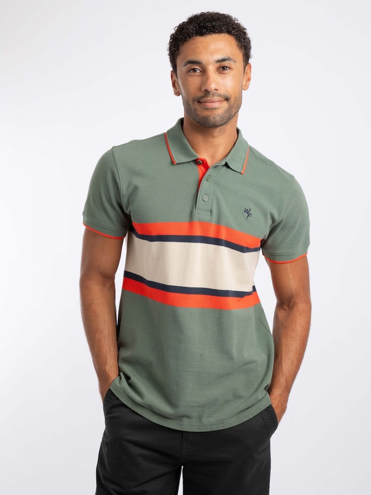 Weird Fish Green Bradbury Pique Stripe Polo Shirt - Image 2 of 8
