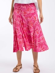 Weird Fish Pink Cresento Printed Asymmetric Slit Skirt - Image 2 of 7