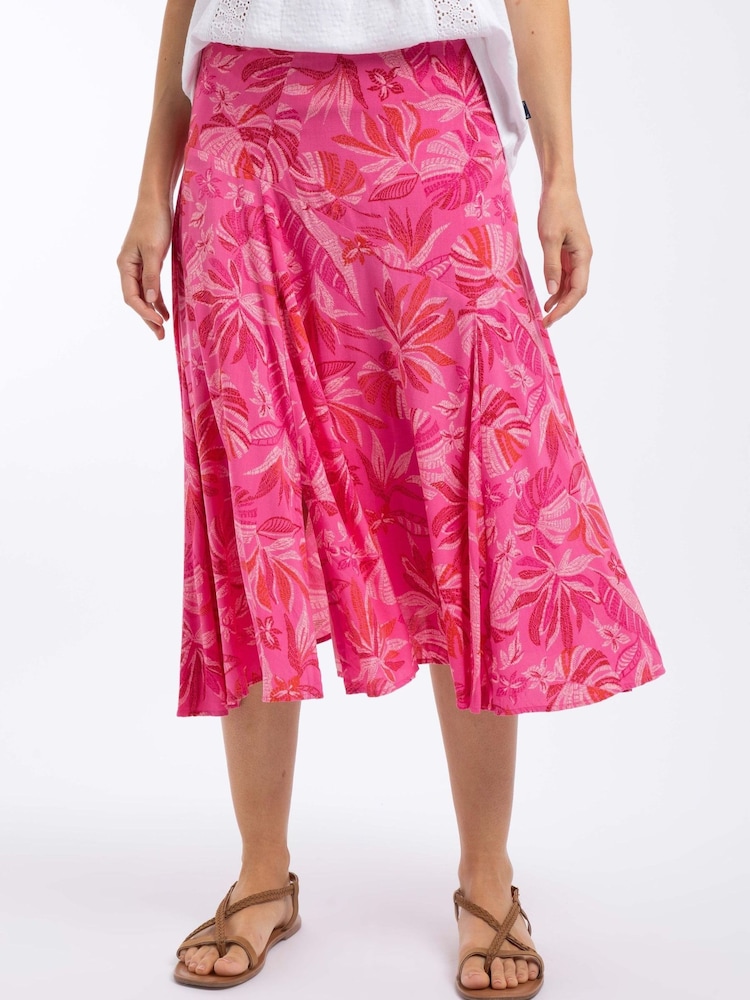 Weird Fish Pink Cresento Printed Asymmetric Slit Skirt - Image 2 of 7 Weird Fish Pink Cresento Printed Asymmetric Slit Skirt - Image 2 of 7