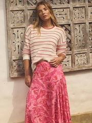Weird Fish Pink Cresento Printed Asymmetric Slit Skirt - Image 5 of 7