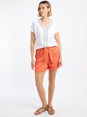 Weird Fish Orange Cynthia Cotton Twill Shorts - Image 1 of 6