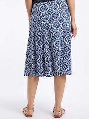 Weird Fish Blue Romaro Printed Jersey Midi Skirt - Image 2 of 6