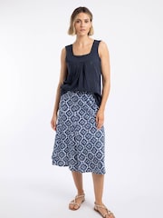 Weird Fish Blue Romaro Printed Jersey Midi Skirt - Image 3 of 6