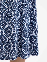 Weird Fish Blue Romaro Printed Jersey Midi Skirt - Image 4 of 6