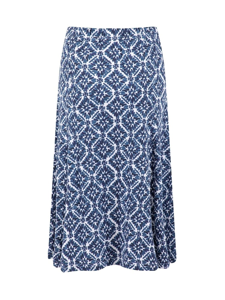 Weird Fish Blue Romaro Printed Jersey Midi Skirt - Image 6 of 6 Weird Fish Blue Romaro Printed Jersey Midi Skirt - Image 6 of 6