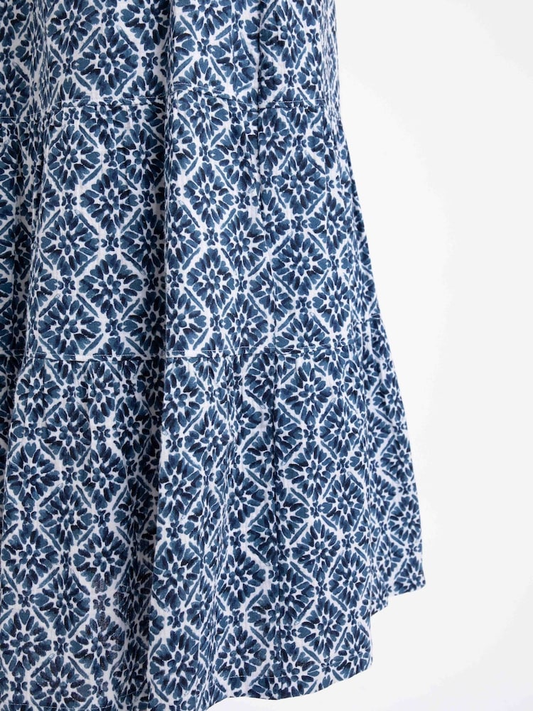 Weird Fish Blue Harini Double Cloth Printed Midi Skirt - Image 7 of 7 Weird Fish Blue Harini Double Cloth Printed Midi Skirt - Image 7 of 7