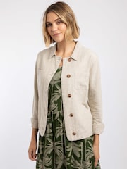 Weird Fish Cream Karsten Relaxed Linen Jacket - Image 1 of 9