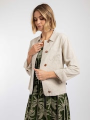 Weird Fish Cream Karsten Relaxed Linen Jacket - Image 2 of 9