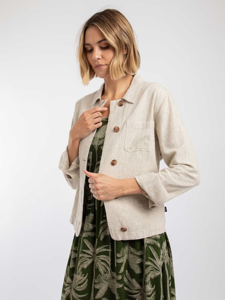 Weird Fish Cream Karsten Relaxed Linen Jacket - Image 2 of 9 Weird Fish Cream Karsten Relaxed Linen Jacket - Image 2 of 9
