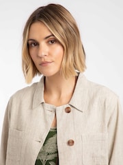Weird Fish Cream Karsten Relaxed Linen Jacket - Image 5 of 9