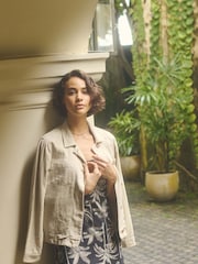 Weird Fish Cream Karsten Relaxed Linen Jacket - Image 7 of 9
