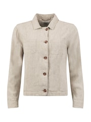 Weird Fish Cream Karsten Relaxed Linen Jacket - Image 8 of 9