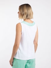 Weird Fish White Kinton Embroidered Jersey Vest Top - Image 2 of 7