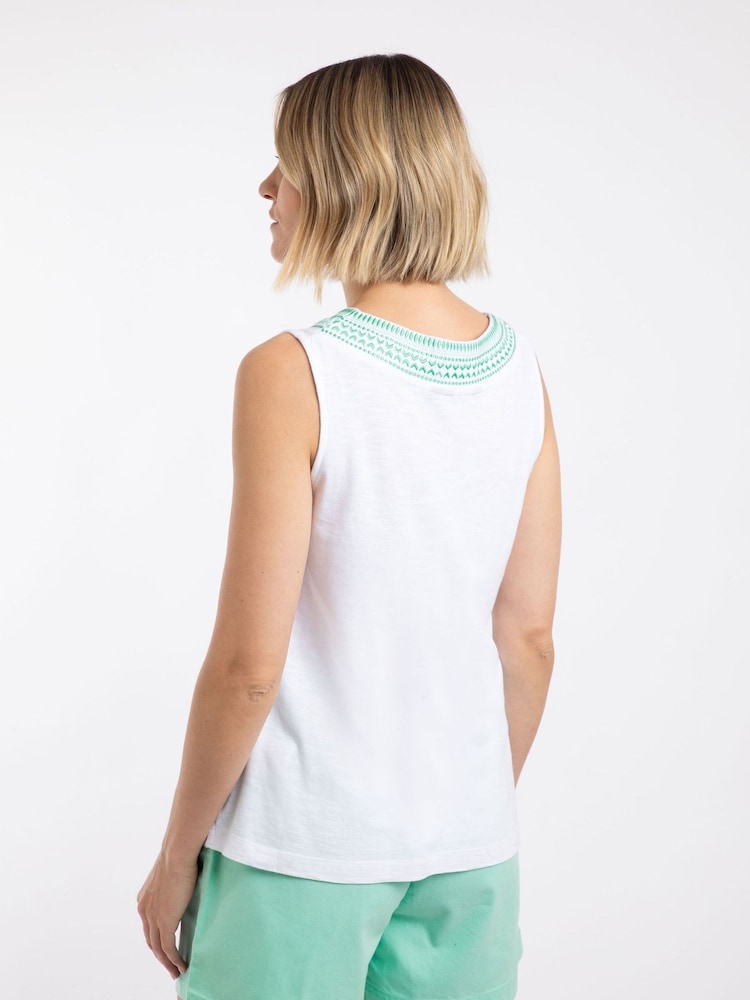 Weird Fish White Kinton Embroidered Jersey Vest Top - Image 2 of 7 Weird Fish White Kinton Embroidered Jersey Vest Top - Image 2 of 7