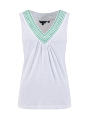 Weird Fish White Kinton Embroidered Jersey Vest Top - Image 6 of 7