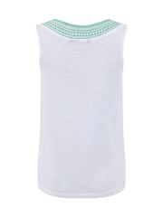 Weird Fish White Kinton Embroidered Jersey Vest Top - Image 7 of 7
