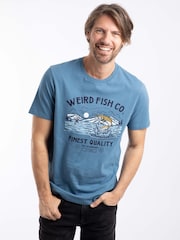 Weird Fish Blue Fish Out Of Water Front Print Graphic T-Shirt - Image 1 of 6
