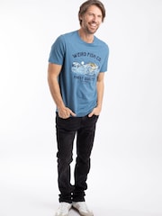 Weird Fish Blue Fish Out Of Water Front Print Graphic T-Shirt - Image 4 of 6