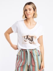 Weird Fish White Running Horses Front Print Graphic T-Shirt - Image 1 of 7