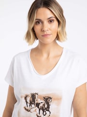 Weird Fish White Running Horses Front Print Graphic T-Shirt - Image 5 of 7