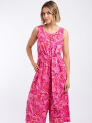 Weird Fish Pink Nalani Printed Viscose Jumpsuit - Image 1 of 7