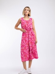 Weird Fish Pink Nalani Printed Viscose Jumpsuit - Image 3 of 7