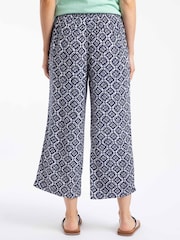 Weird Fish Blue Sarita Crinkle Printed Wide Leg Cropped Trousers - Image 3 of 6