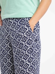 Weird Fish Blue Sarita Crinkle Printed Wide Leg Cropped Trousers - Image 4 of 6