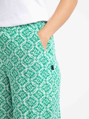 Weird Fish Green Sarita Crinkle Printed Wide Leg Cropped Trousers - Image 4 of 6