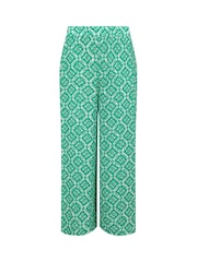 Weird Fish Green Sarita Crinkle Printed Wide Leg Cropped Trousers - Image 5 of 6