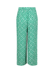 Weird Fish Green Sarita Crinkle Printed Wide Leg Cropped Trousers - Image 6 of 6