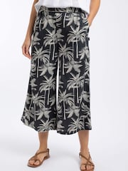Weird Fish Black Mossa Printed Linen Rich Trousers - Image 3 of 6