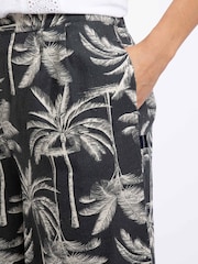 Weird Fish Black Mossa Printed Linen Rich Trousers - Image 4 of 6