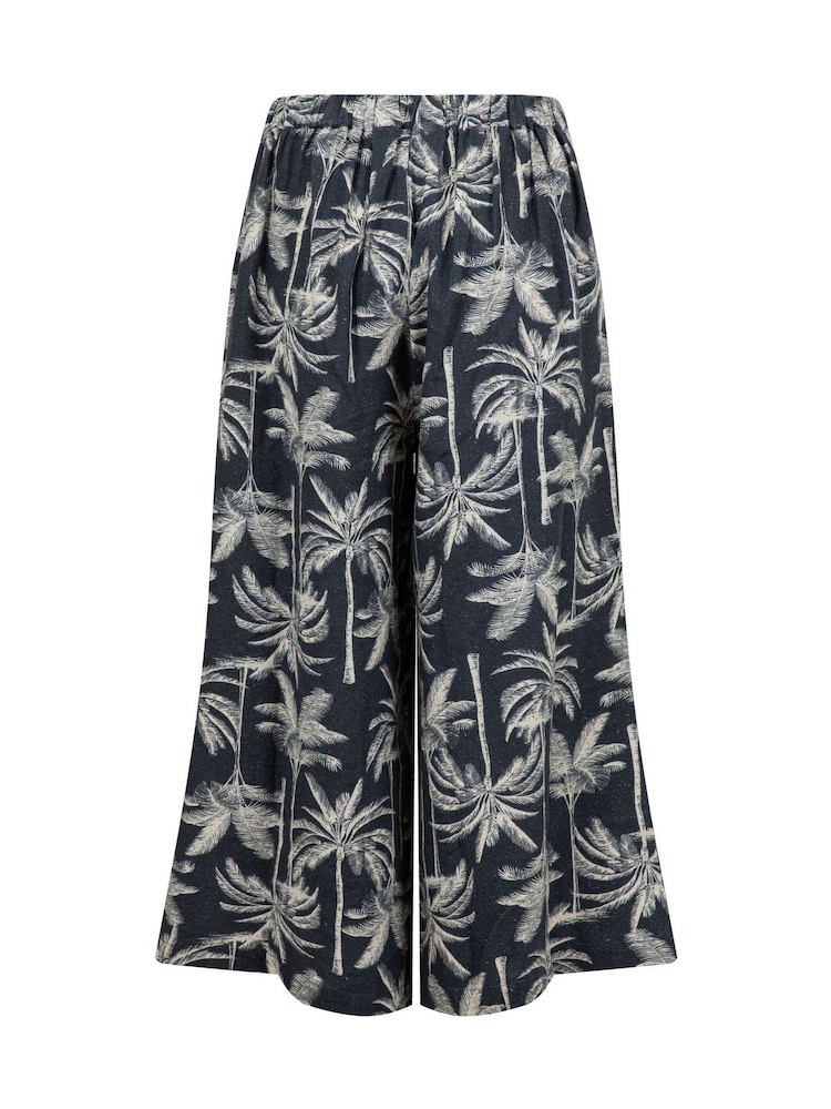 Weird Fish Black Mossa Printed Linen Rich Trousers - Image 6 of 6 Weird Fish Black Mossa Printed Linen Rich Trousers - Image 6 of 6