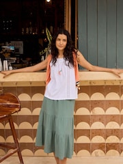 Weird Fish Green Lathika Double Cloth Tiered Midi Skirt - Image 5 of 7