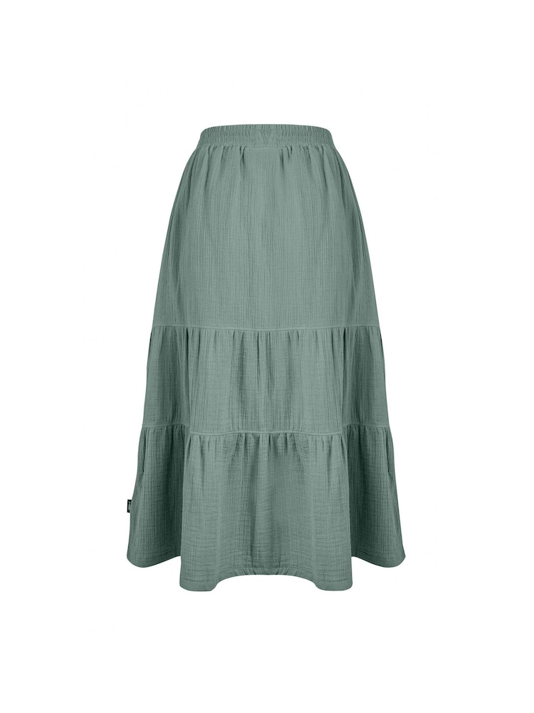 Weird Fish Green Lathika Double Cloth Tiered Midi Skirt - Image 7 of 7 Weird Fish Green Lathika Double Cloth Tiered Midi Skirt - Image 7 of 7