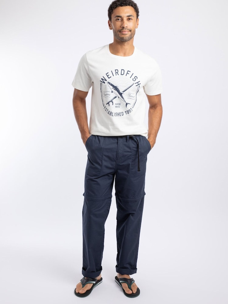 Weird Fish Blue Wade Ripstop Zip Off Trousers - Image 1 of 8 Weird Fish Blue Wade Ripstop Zip Off Trousers - Image 1 of 8