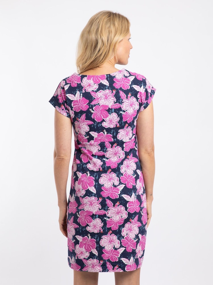Weird Fish Pink Tallahassee Printed Jersey Dress - Image 2 of 5 Weird Fish Pink Tallahassee Printed Jersey Dress - Image 2 of 5