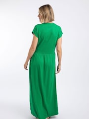 Weird Fish Green Reed Plain Jersey Notch Neck Maxi Dress - Image 2 of 7