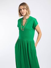 Weird Fish Green Reed Plain Jersey Notch Neck Maxi Dress - Image 3 of 7