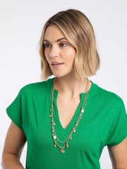 Weird Fish Green Reed Plain Jersey Notch Neck Maxi Dress - Image 4 of 7
