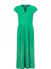 Weird Fish Green Reed Plain Jersey Notch Neck Maxi Dress - Image 6 of 7