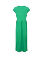 Weird Fish Green Reed Plain Jersey Notch Neck Maxi Dress - Image 7 of 7
