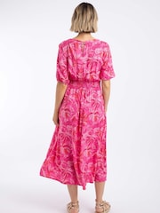 Weird Fish Pink Dilsha Printed Midi Dress - Image 2 of 7