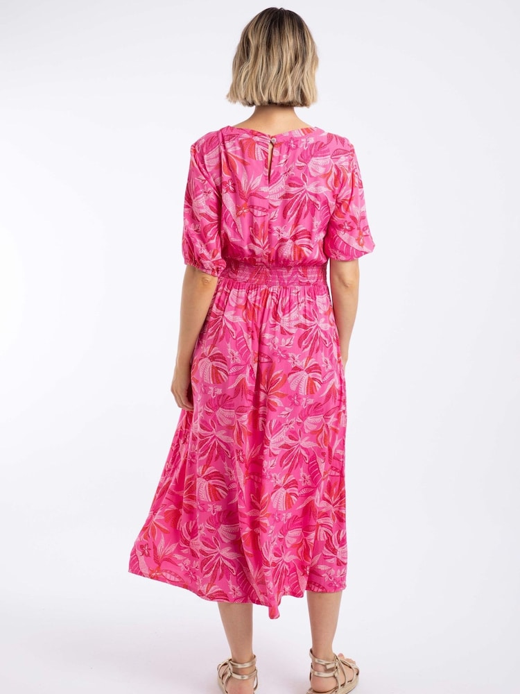 Weird Fish Pink Dilsha Printed Midi Dress - Image 2 of 7 Weird Fish Pink Dilsha Printed Midi Dress - Image 2 of 7