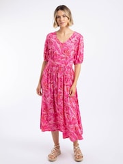 Weird Fish Pink Dilsha Printed Midi Dress - Image 3 of 7